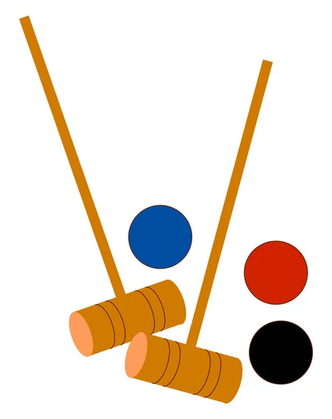 Croquet con bolas, ilustración, vector sobre fondo blanco . — Archivo Imágenes Vectoriales