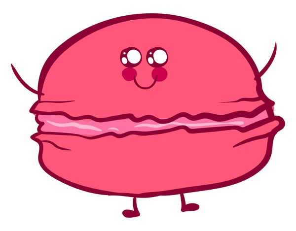 Roze schattig Macaron, illustratie, vector op witte achtergrond. — Stockvector