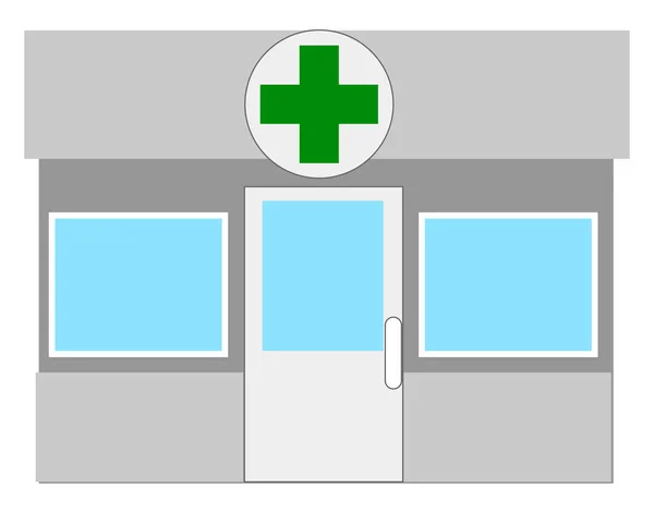 Edificio de farmacia, ilustración, vector sobre fondo blanco . — Vector de stock