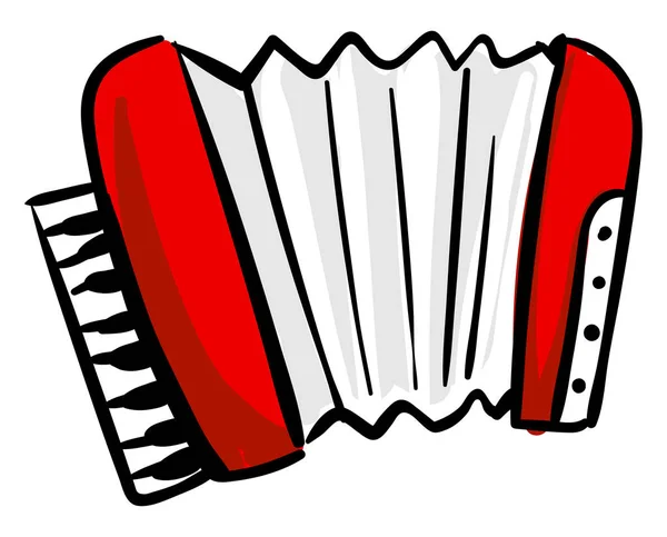 Red accordion, illustration, vector on white background. — Stock Vector