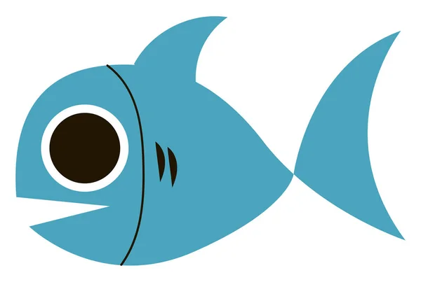 Blå fisk med stora ögon, illustration, vektor på vit bakgrunds — Stock vektor
