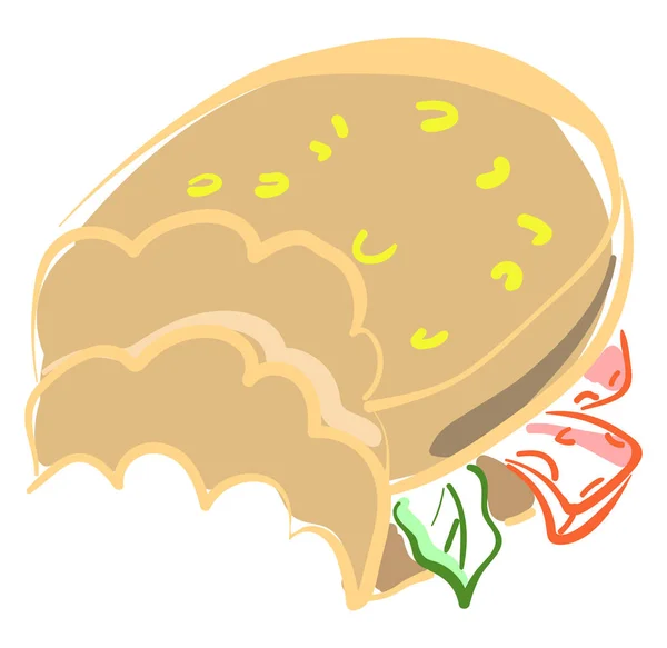 Burger à moitié mangé, illustration, vecteur sur fond blanc . — Image vectorielle
