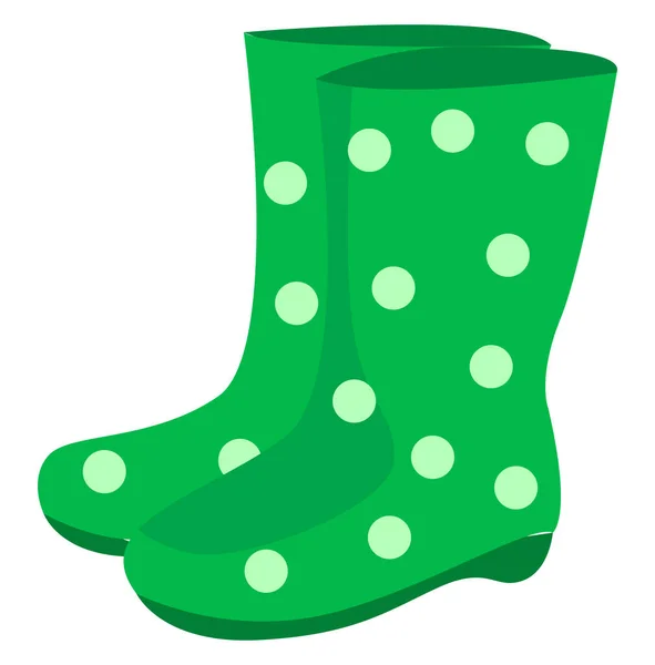 Green rubber boots, illustration, vector on white background. — Stock Vector