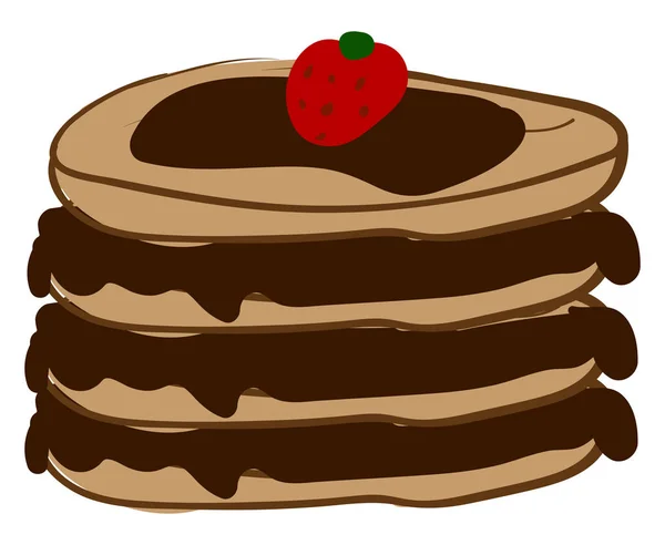 Pancake con fragola, illustrazione, vettore su sfondo bianco — Vettoriale Stock