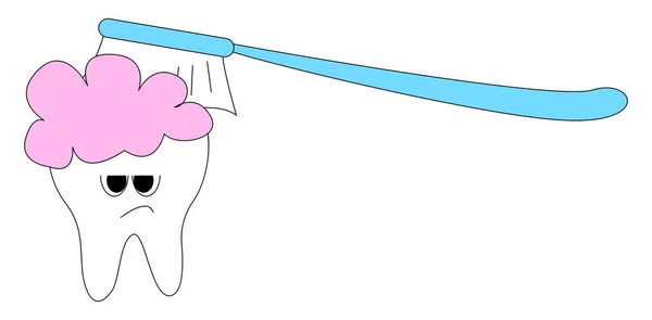 Tand och tandborste, illustration, vektor på vit bakgrund. — Stock vektor