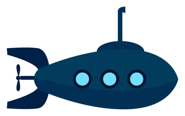 Submarino azul, ilustración, vector sobre fondo blanco. — Vector de stock