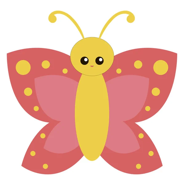 Papillon jaune mignon, illustration, vecteur sur fond blanc . — Image vectorielle