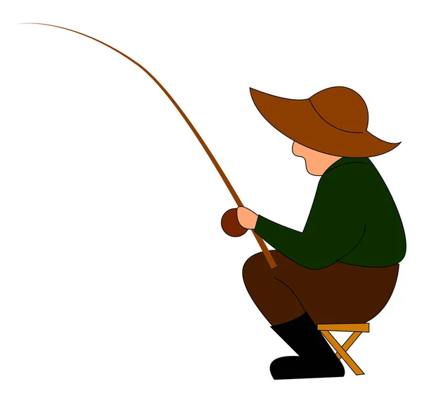 Pêcheur pêche, illustration, vecteur sur fond blanc . — Image vectorielle