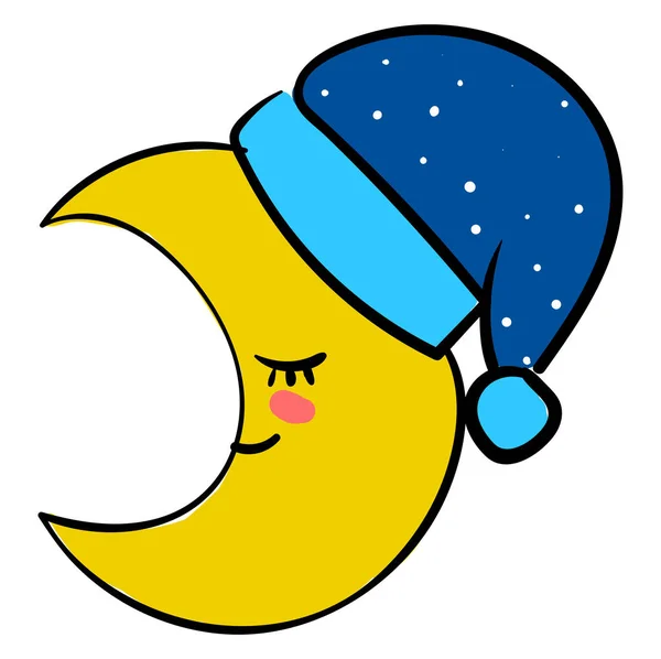 Sovande gula månen, illustration, vektor på vit bakgrund. — Stock vektor