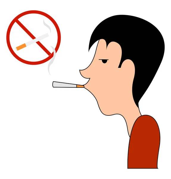 Não fumar cantar, ilustração, vetor no fundo branco . — Vetor de Stock