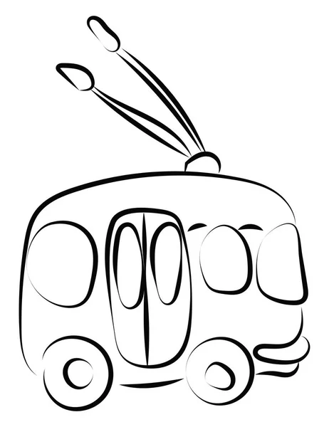 Trolley bus dessin, illustration, vecteur sur fond blanc . — Image vectorielle