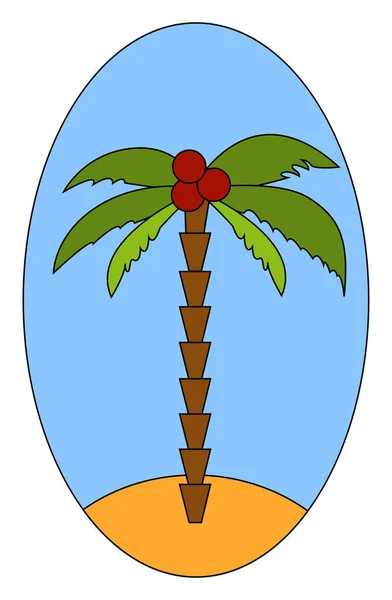 Palmera con coco, ilustración, vector sobre fondo blanco — Vector de stock