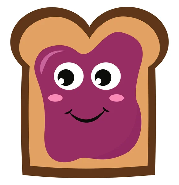 Bread with purple jam, illustration, vector on white background. — Stock Vector