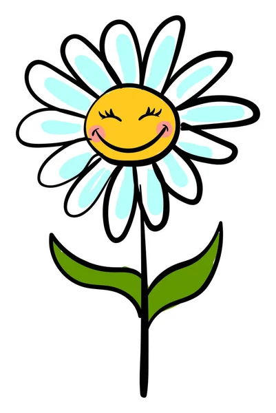 행복 한 카모마일 꽃, 삽화, 흰색 배경에 벡터 — 스톡 벡터