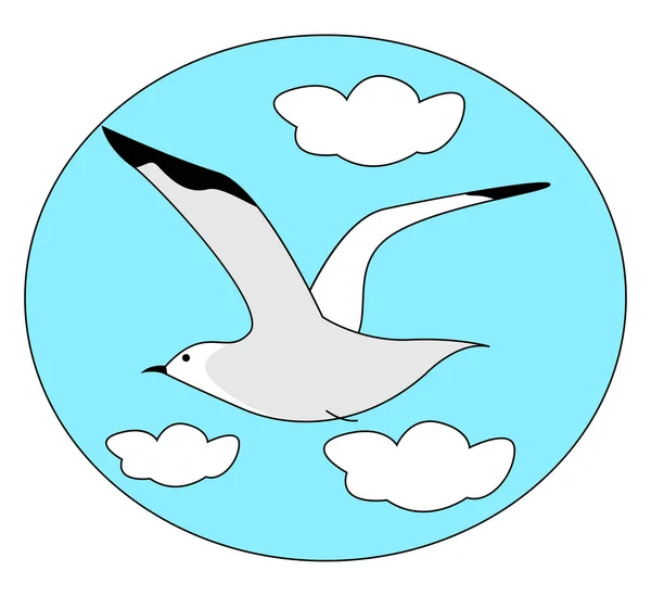 Mouette volant dans le ciel, illustration, vecteur sur fond blanc — Image vectorielle