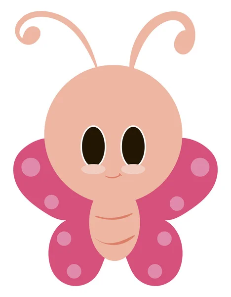 Cute big headed butterfly, illustration, vector on white backgro — Stock Vector