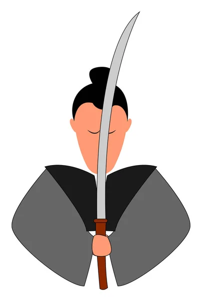Samurai mit Katana, Illustration, Vektor auf weißem Hintergrund. — Stockvektor