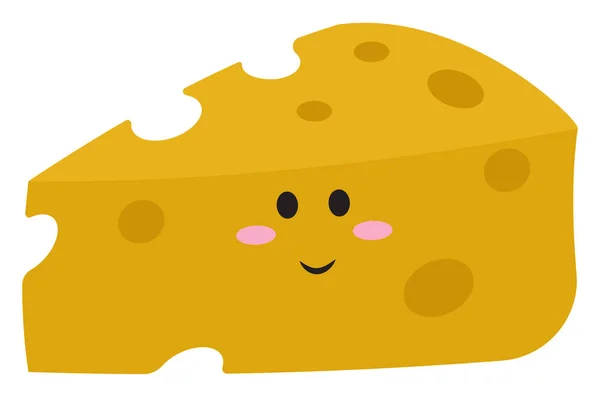 Cute cheese with eyes, illustration, vector on white background. — Stock Vector