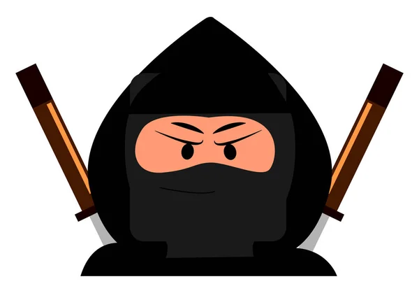 Angry ninja, illustration, vector on white background. — Stock Vector