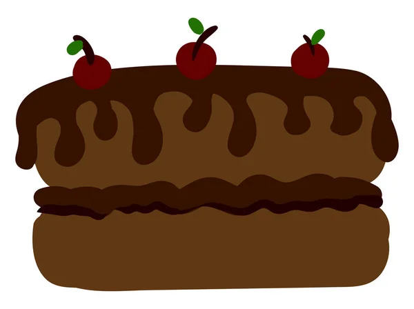 Schokolade großer Kuchen, Illustration, Vektor auf weißem Hintergrund. — Stockvektor