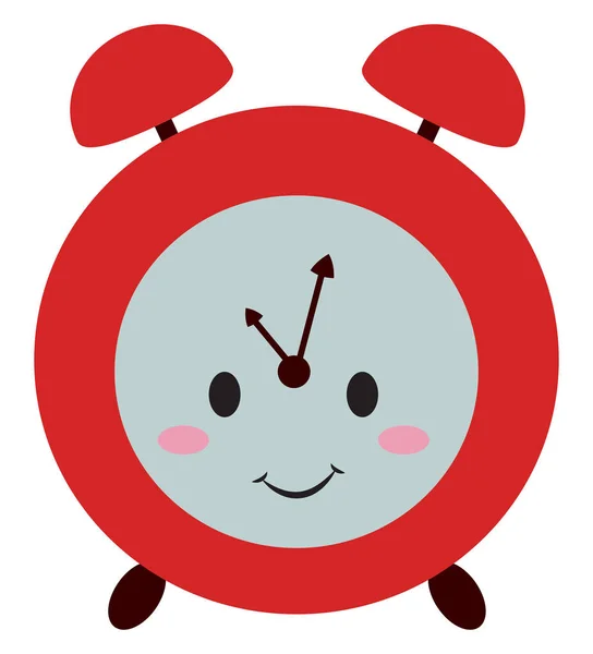 可爱的红色时钟，插图，白色背景上的矢量. — 图库矢量图片