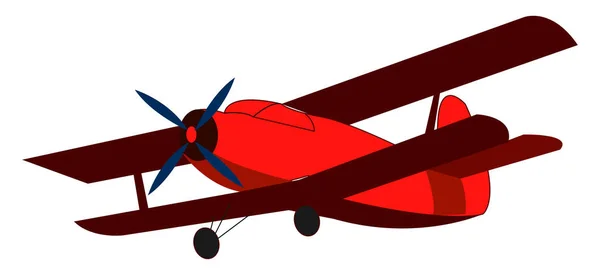 Avião retro vermelho, ilustração, vetor sobre fundo branco . — Vetor de Stock