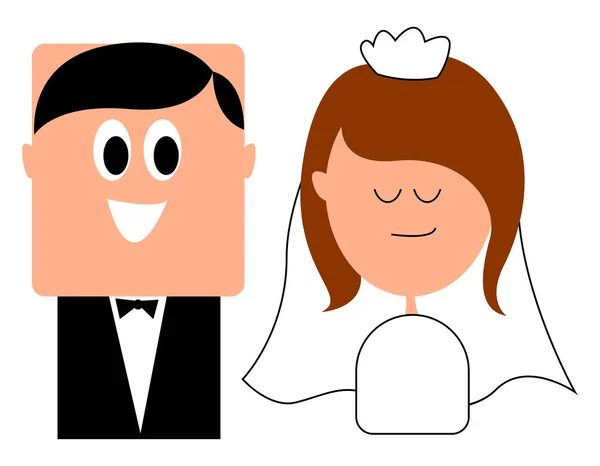 Doux mariage, illustration, vecteur sur fond blanc . — Image vectorielle