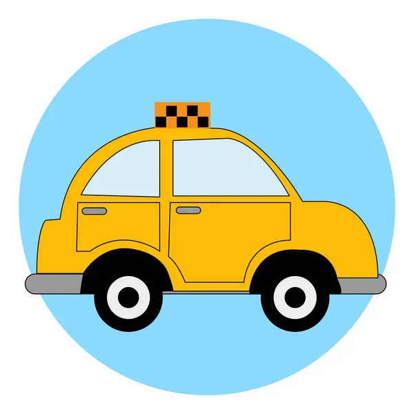 Sárga taxi autó, illusztráció, vektor fehér háttér. — Stock Vector