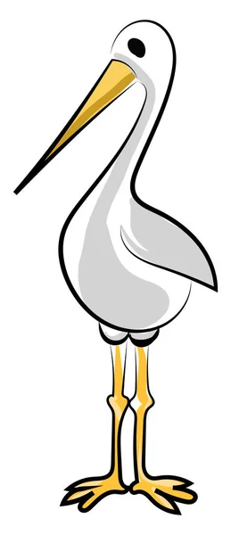 Cigogne debout, illustration, vecteur sur fond blanc . — Image vectorielle