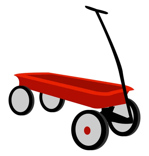 Petit chariot rouge, illustration, vecteur sur fond blanc . — Image vectorielle