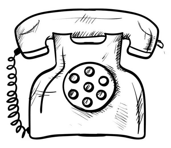 Retro telefon rysunek, ilustracja, wektor na białym oświetlenie tła — Wektor stockowy