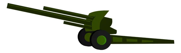 Green howitzer, illustration, vector on white background. — Stock Vector