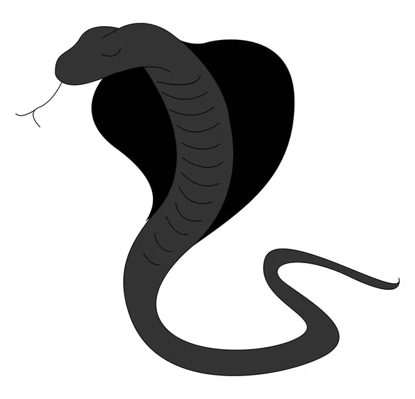 Serpente cobra nero, illustrazione, vettore su sfondo bianco . — Vettoriale Stock