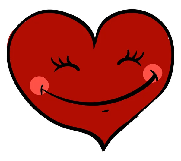 Happy Red Heart, illustration, vektor på vit bakgrund. — Stock vektor