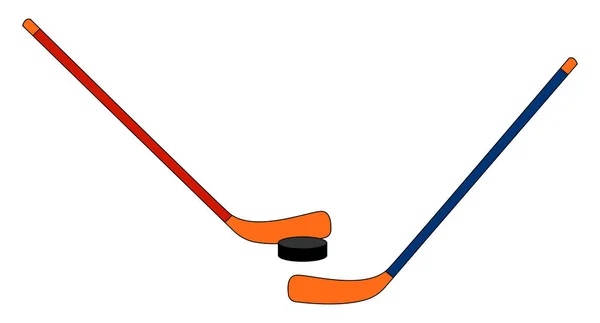 Hockey klubbor, illustration, vektor på vit bakgrund. — Stock vektor