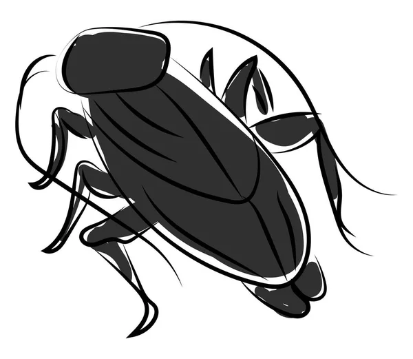 Black cockroach, illustration, vector on white background. — Stock Vector