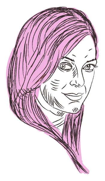 Dívka s růžovými vlasy, ilustrace, vektor na bílém pozadí. — Stockový vektor