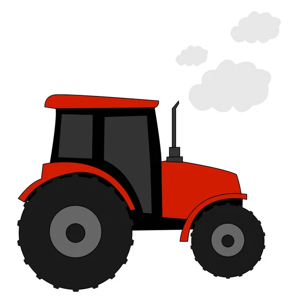 Red tractor, illustration, vector on white background. — Stock Vector