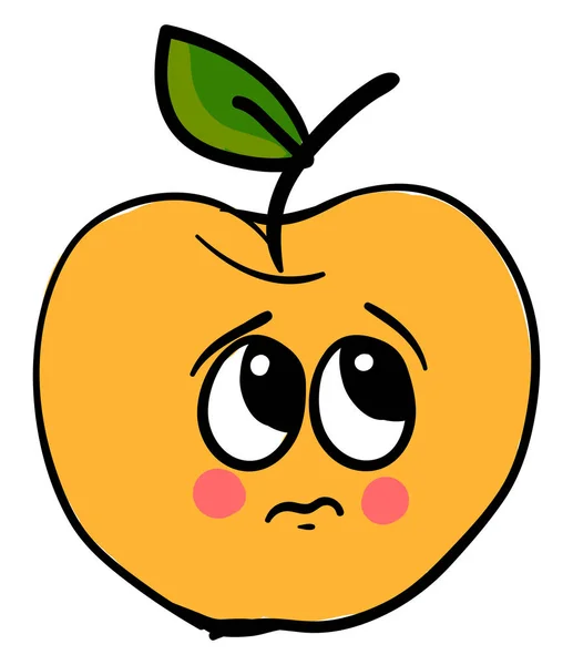 Triste pomme jaune, illustration, vecteur sur fond blanc. — Image vectorielle