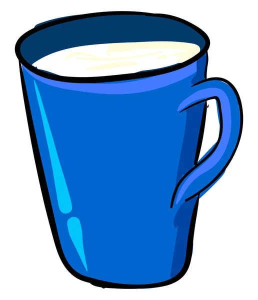 Melk in blauwe Cup, illustratie, vector op witte achtergrond. — Stockvector