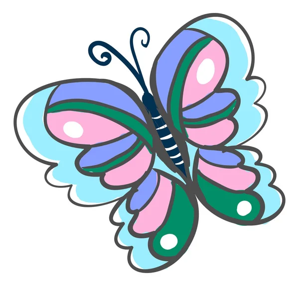 Multicolor butterfly, illustration, vector on white background. — Stock Vector