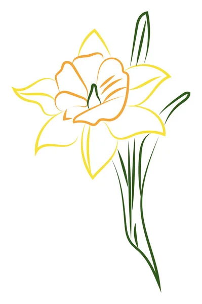 Flor amarilla, ilustración, vector sobre fondo blanco. — Archivo Imágenes Vectoriales