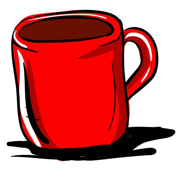 Rote Tasse Kaffee, Illustration, Vektor auf weißem Hintergrund. — Stockvektor