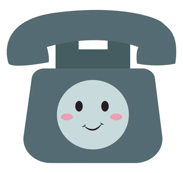 Happy old telephone, illustration, vector on white background. — Stock Vector