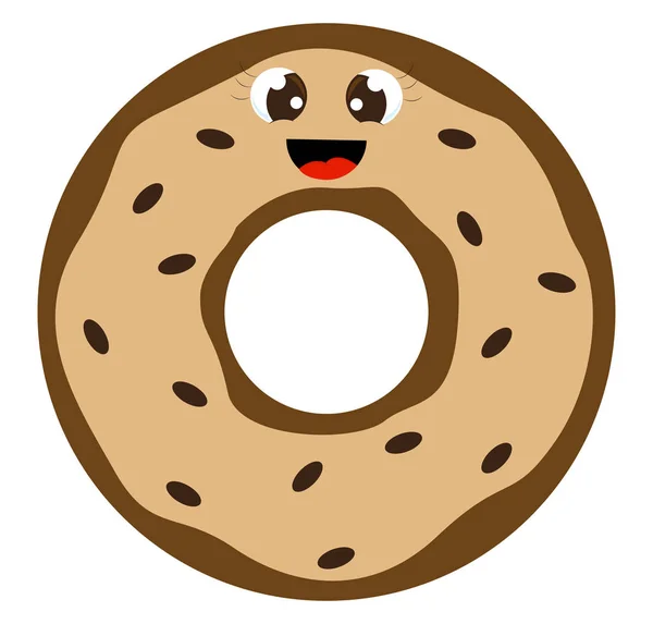 Schattig donut met ogen, illustratie, vector op witte achtergrond. — Stockvector