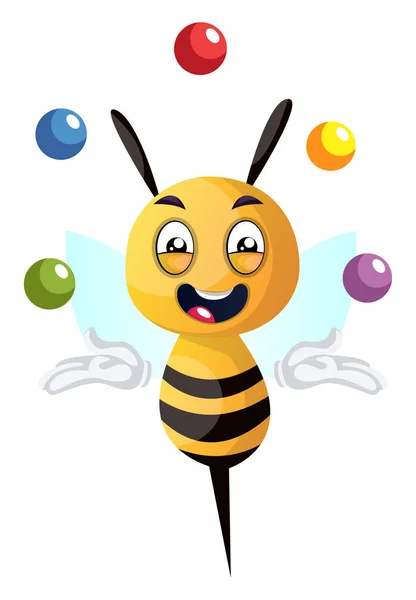 Malabarismo abelha, ilustração, vetor sobre fundo branco . — Vetor de Stock