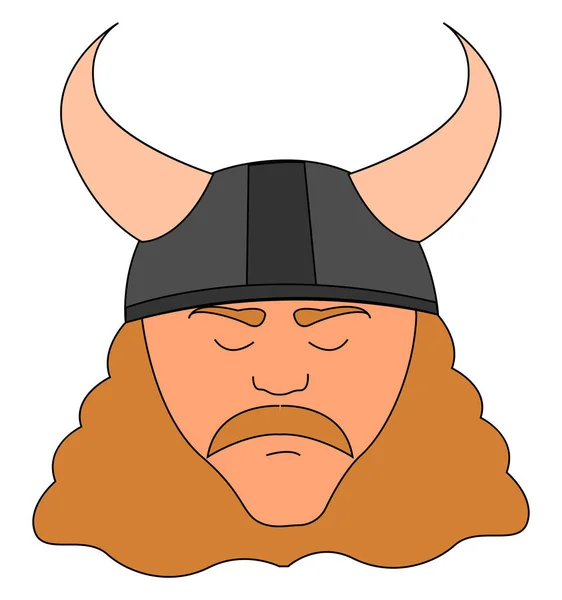 Viking sérieux, illustration, vecteur sur fond blanc . — Image vectorielle