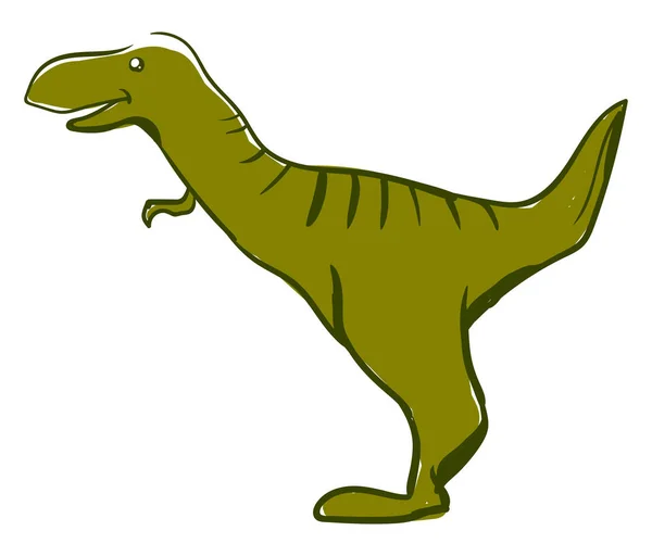 Szczęśliwy zielony dinozaur, ilustracja, wektor na białym tle. — Wektor stockowy