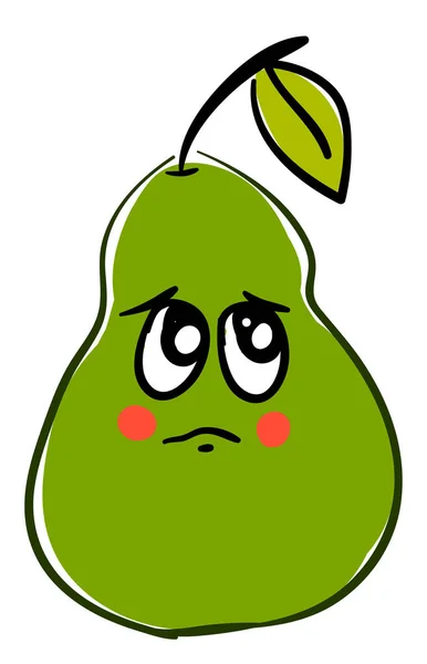 悲伤的绿色梨，插图，白色背景上的矢量. — 图库矢量图片