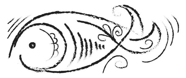 Ozdobny rysunek ryby, ilustracja, wektor na białym oświetlenie tła — Wektor stockowy